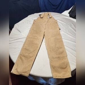 Vintage Carhartt Fly Button Durable Firm Duck Canvas Overalls Unisex 44 x 30